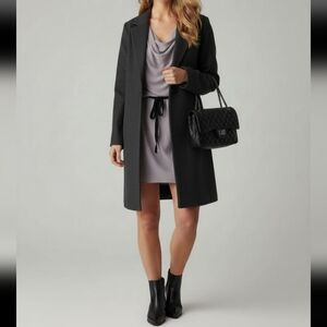 [Allegra K] Gray Flutter Sleeve Cowl Neck Mini Belted Chiffon Dress Size L